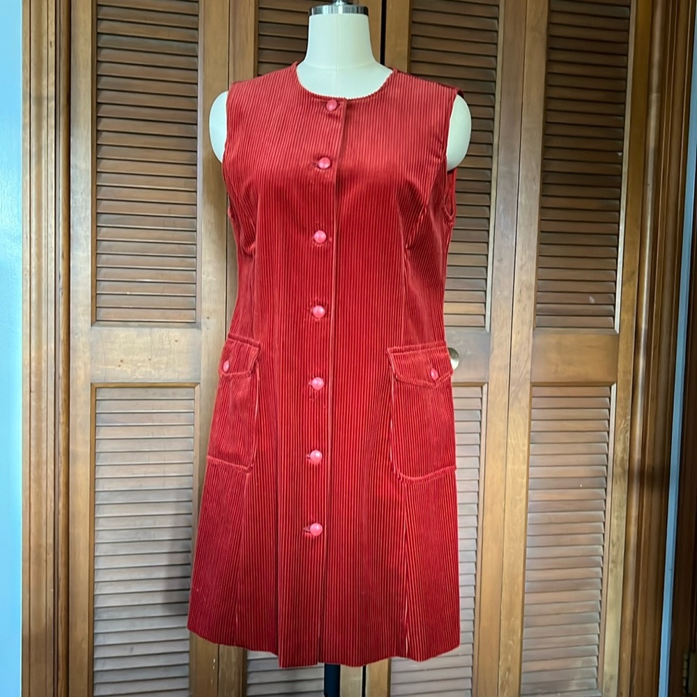 Laura Ashley corduroy jumper dress size 8 burnt orange Berry color